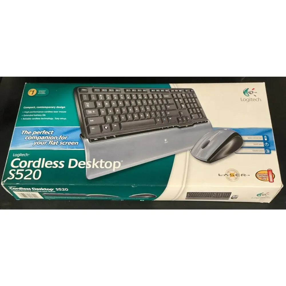 LOGITECH Cordless Desktop S520 Keyboard LX5 Laser Mouse Compact USB RF Receiver